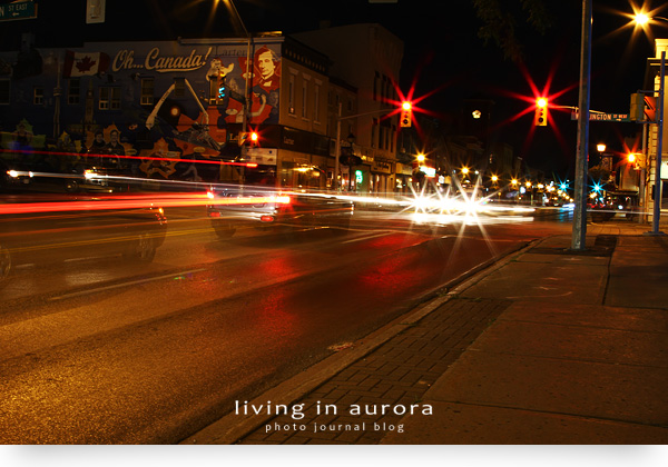 At Night, Yonge Street & Wellington Street, Town of Aurora